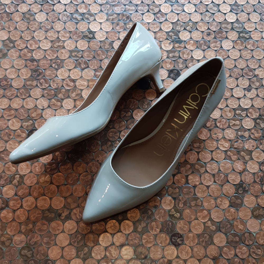 Cream/ Off White Patent Leather Calvin Klein Heels